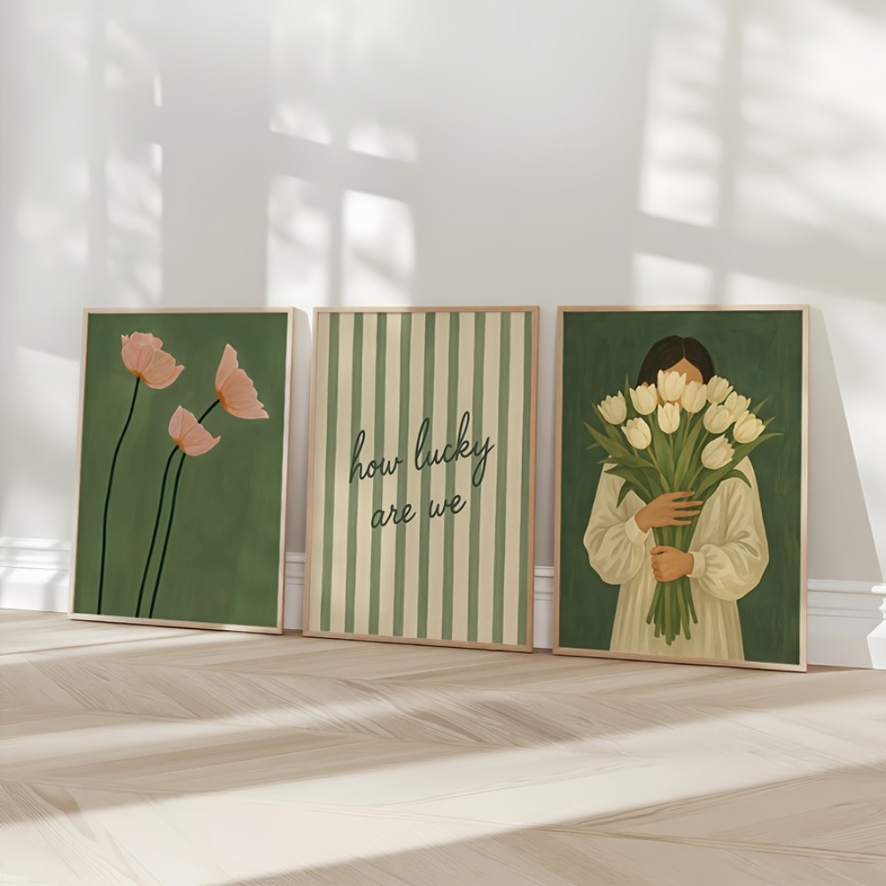 Live Plant Fertilizer - 3pcs Romantic Love Quotes Poster,Retro Green