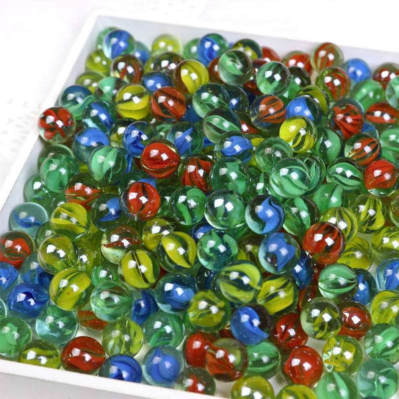 Aquarium Fish Gallery - 50Pcs 14mm Colorful Glass Marble Decor