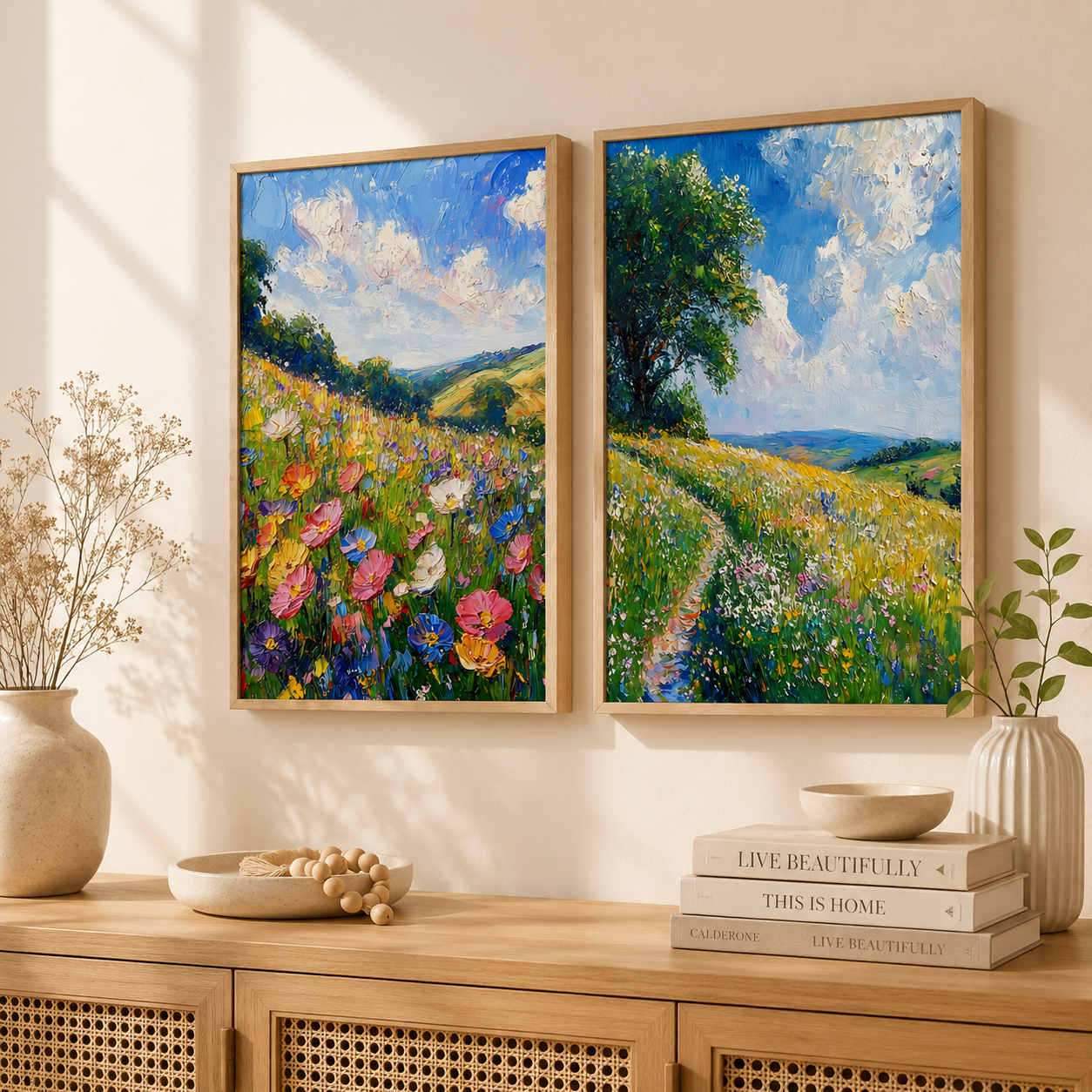 Live Plant Fertilizer - Landscape Wall Art Wildflower Meadow Canvas