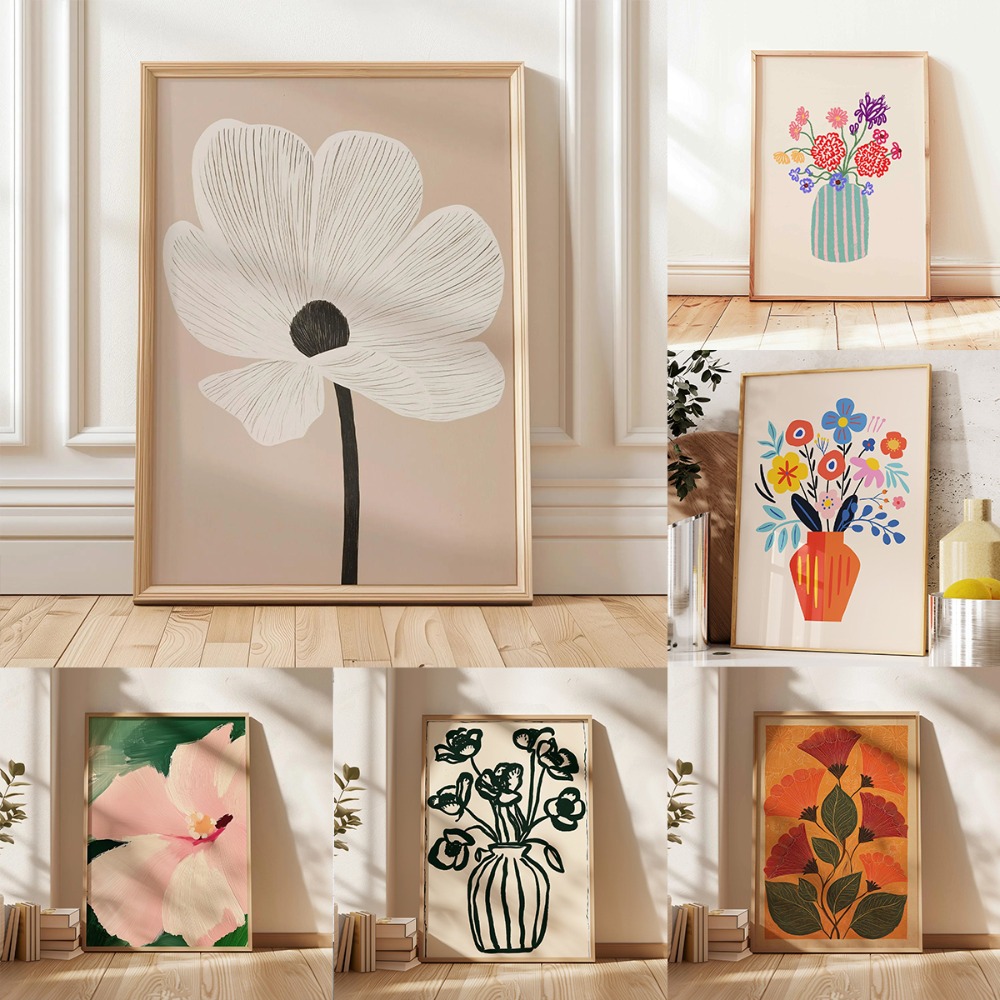 Live Plant Fertilizer - 1pc Retro Beige Floral Line Printing,Simple