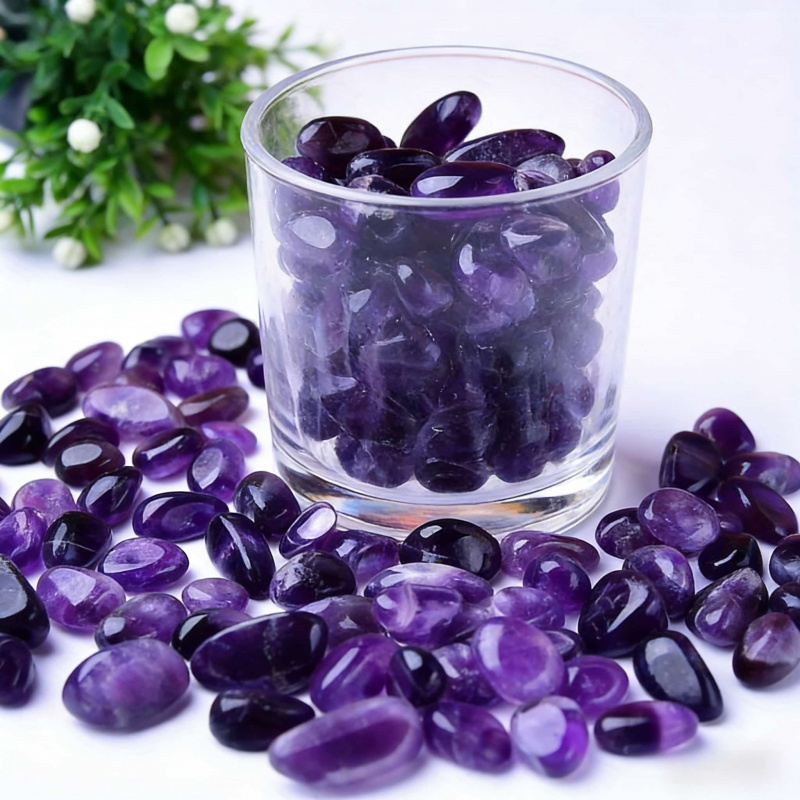 Aquarium Fish Gallery - Natural Amethyst Raw Stone Polished Chips50-100GLandscaping