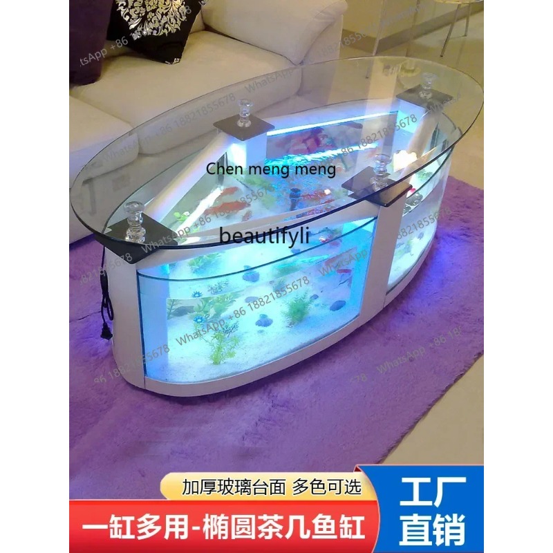 F181 l Oval Coffee Table Fish  - Aquarium Xxl avis et prix