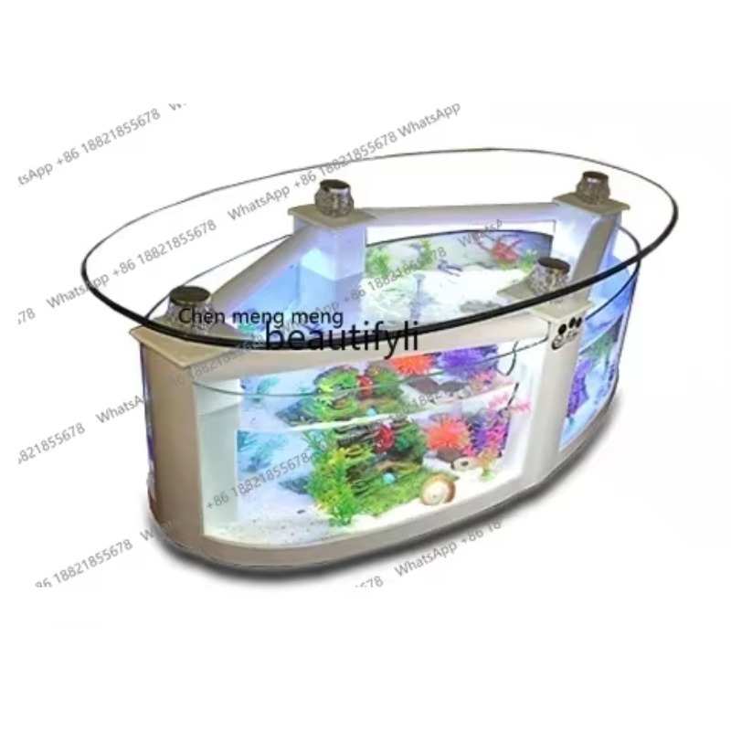 F181 l Oval Coffee Table Fish  - Aquarium Xxl avis et prix