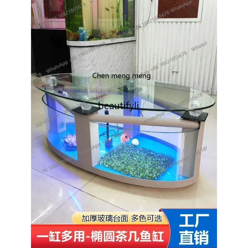 F181 l Oval Coffee Table Fish  - Aquarium Xxl avis et prix