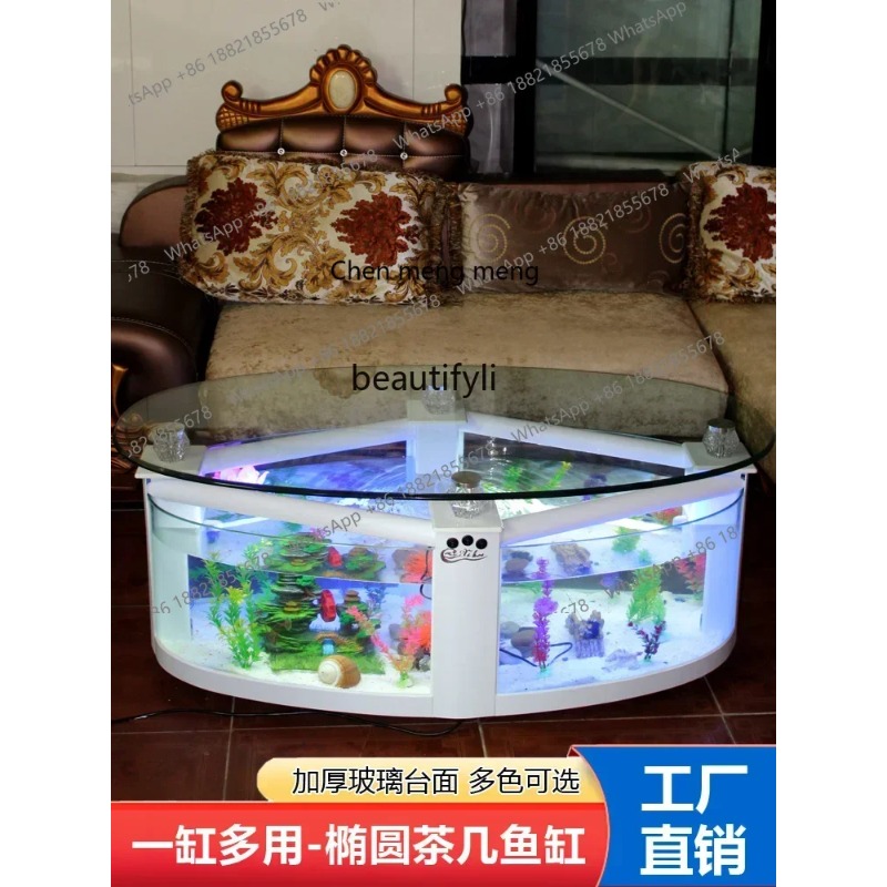 F181 l Oval Coffee Table Fish  - Aquarium Xxl avis et prix